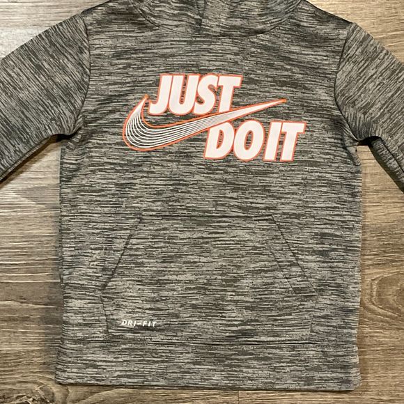 Nike Dri Fit Fleece Tracksuit Boys 4 XS Grey White 2 Piece Jogger Suit Hoodie - Picture 3 of 8